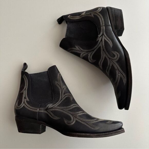 Free People Wayward Western Embroidered Ankle Boots - Picture 3 of 8
